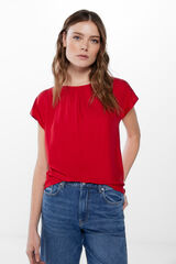 Springfield T-shirt bi-matière fronces rouge royal
