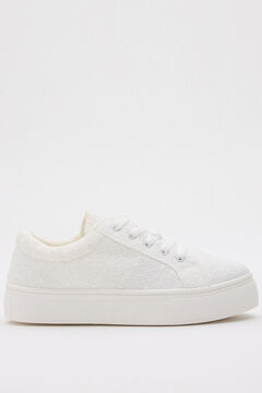 Springfield Natural canvas trainers with embroidery blanc
