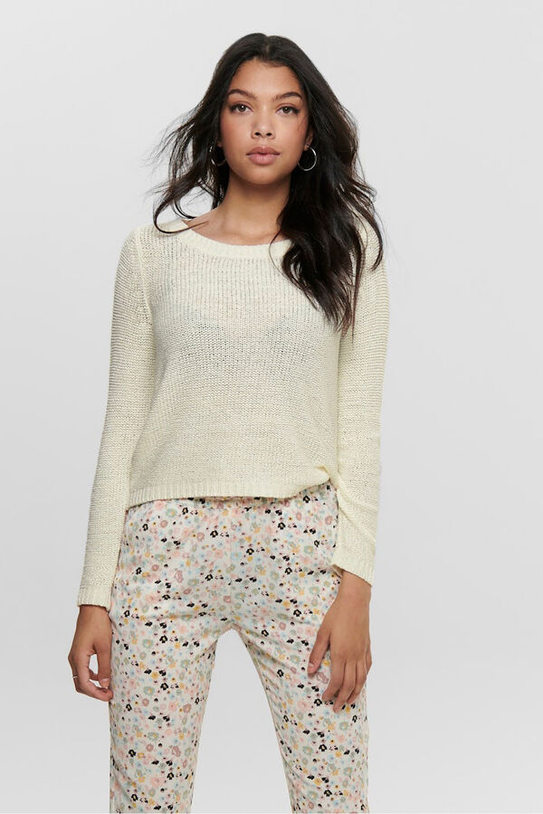 Only Jersey de cuello redondo blanco