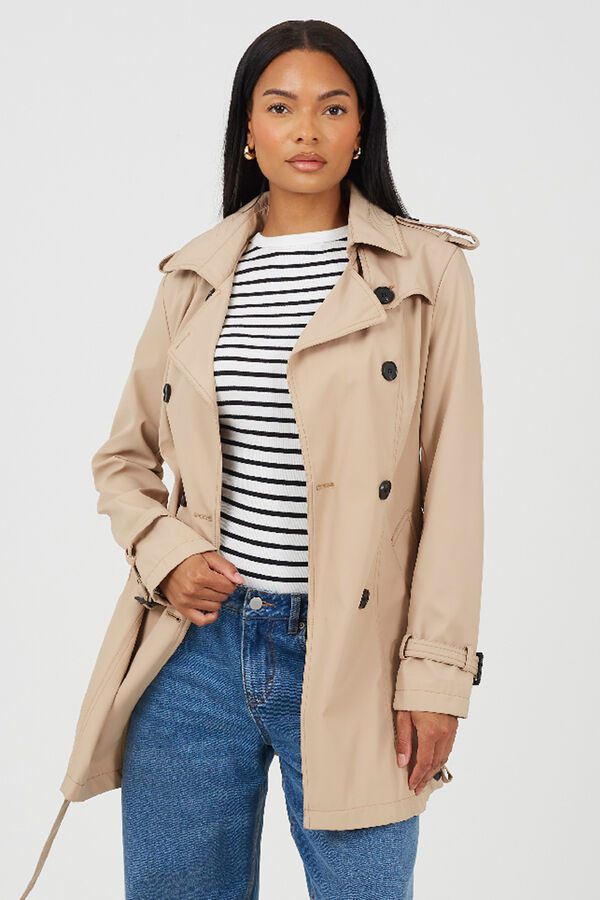 Brave Soul Trench coat with belt and buttons brown