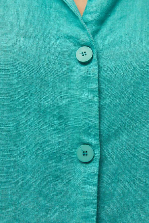 Systemaction Linen shirt collar gilet blue