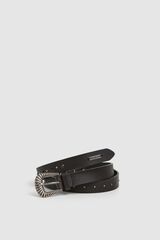 Pepe Jeans Leather Belt with Studs black