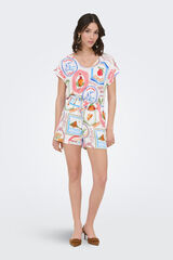 JDY Short fluido estampado blanco