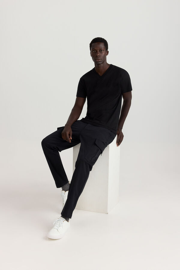 Springfield V-neck slim fit T-shirt black