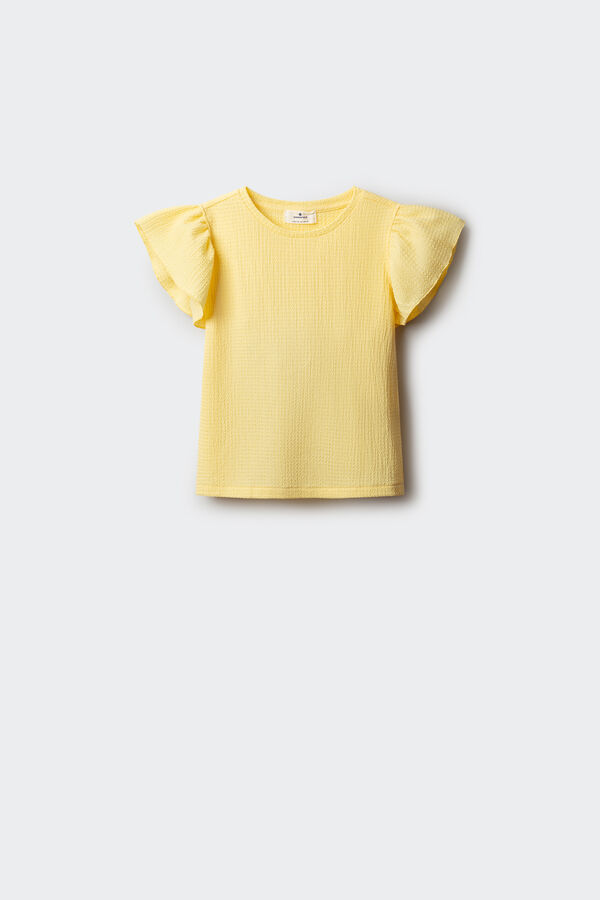 Springfield Kids Girl's short sleeve T-shirt with ruffles printed