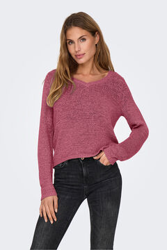 Only Jersey de cuello de pico rosa