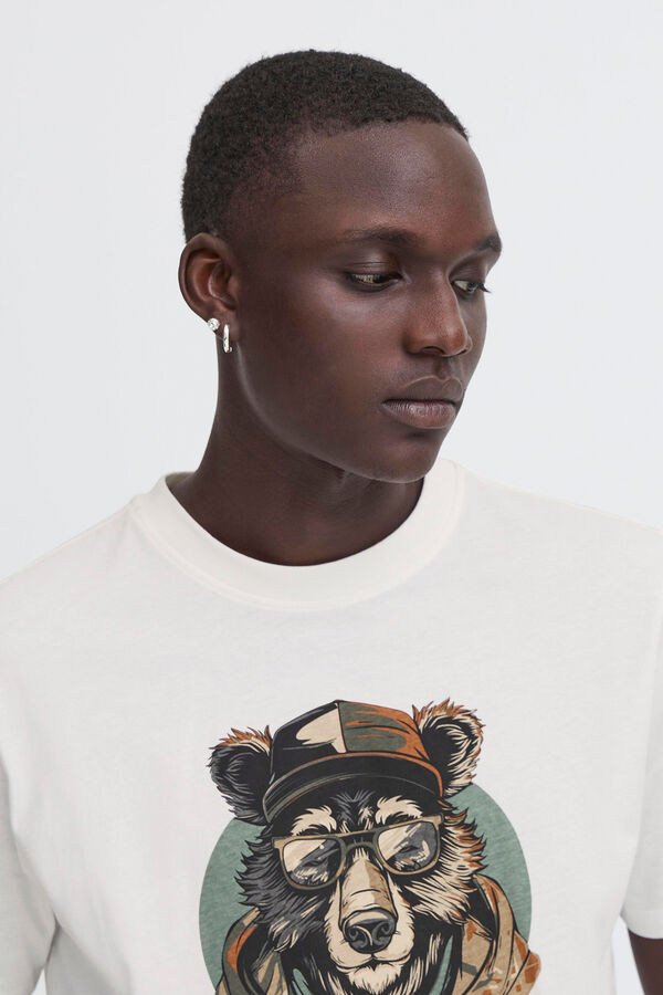 Blend T-shirt Manga Curta Print  branco