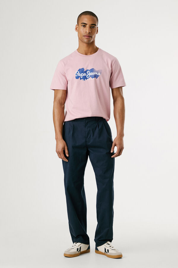 Pepe Jeans Camiseta de manga corta con logo y estampado frontal. rosa