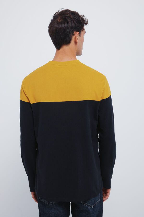 Springfield Long sleeve piqu&eacute; cut-out T-shirt blue