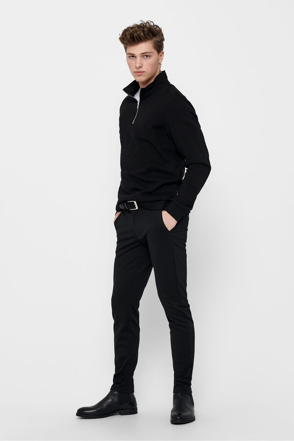 Only & Sons Sweatshirt com fecho-&eacute;clair preto