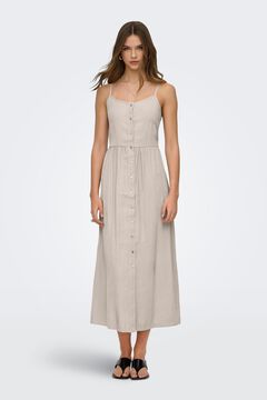 Only Vestido largo abotonado beige