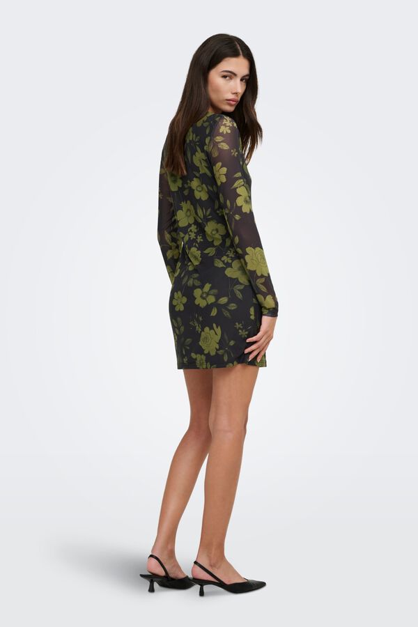 Only Vestido curto semitransparente verde