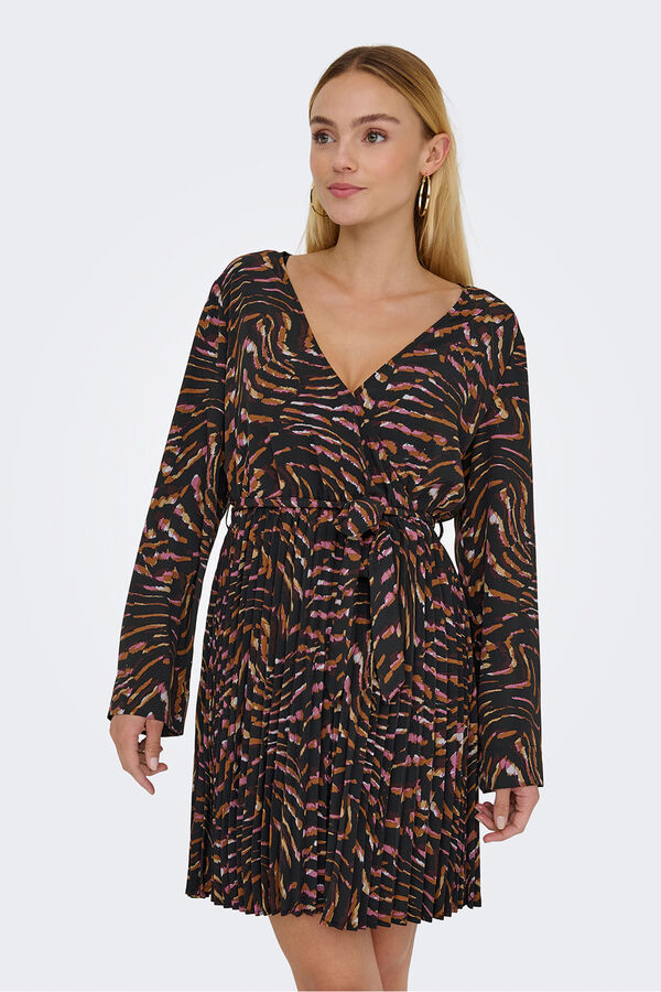 JDY Vestido corto plisado negro