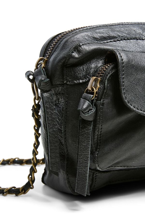 Pieces Bolso bandolera 100% piel negro