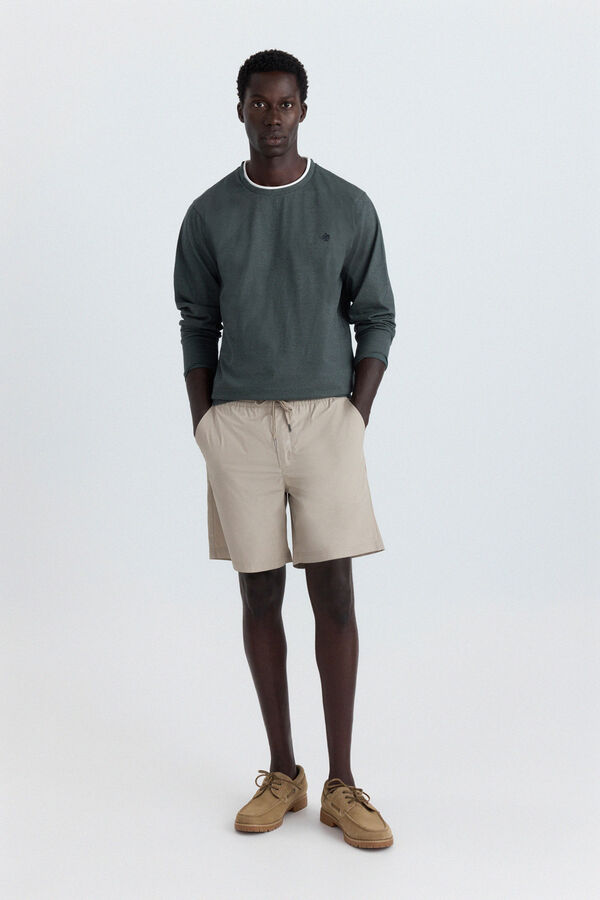 Springfield Striped double neck long sleeve T-shirt green