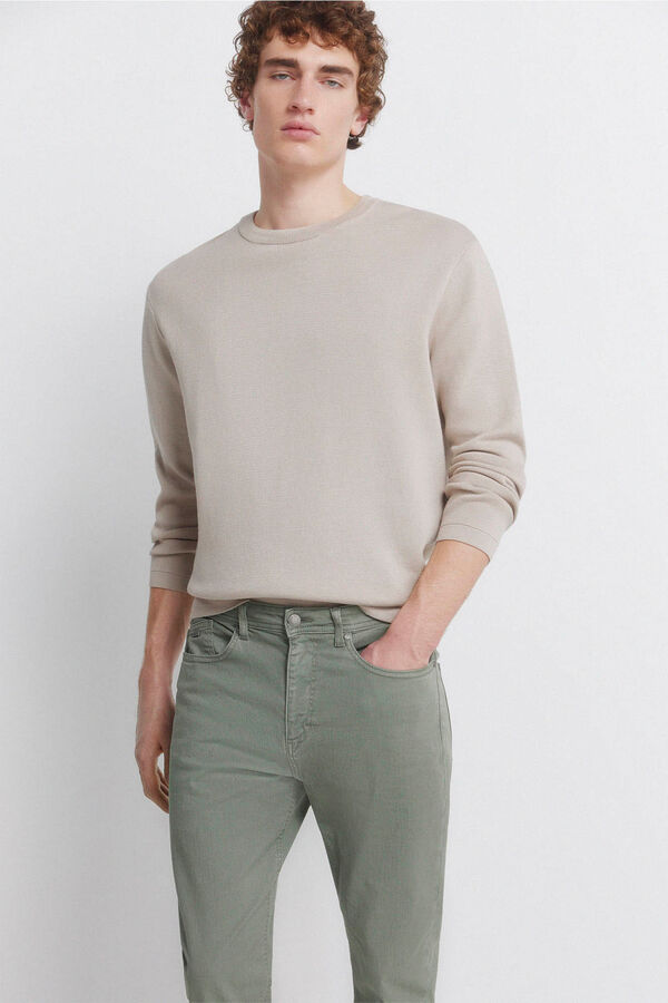 Springfield 5-pocket washed slim fit trousers green