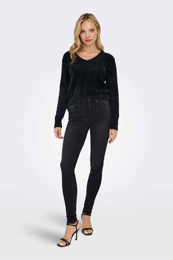 Only Pullover mit Pelzeffekt Schwarz