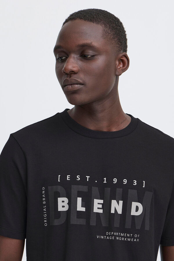 Blend Camiseta manga curta com logo  preto