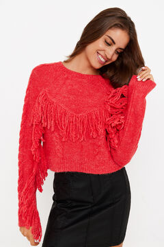 Springfield Jersey-knit jumper with fringing  brick