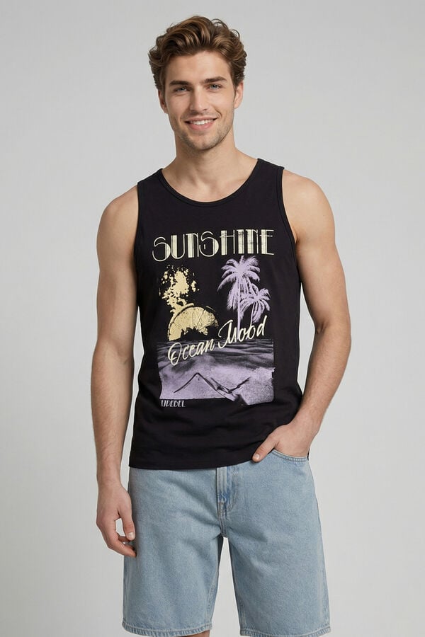 JJ REBEL Printed vest top black