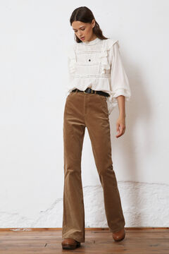 Springfield Bell-bottom micro-corduroy trousers brown