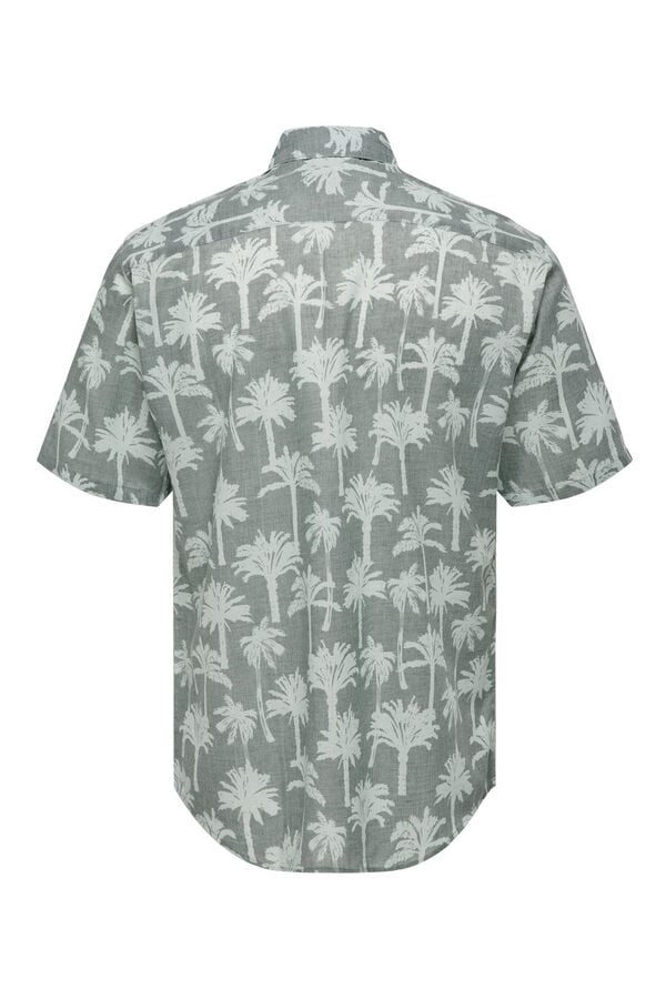 Springfield Kurzärmeliges Hemd Palmen grün
