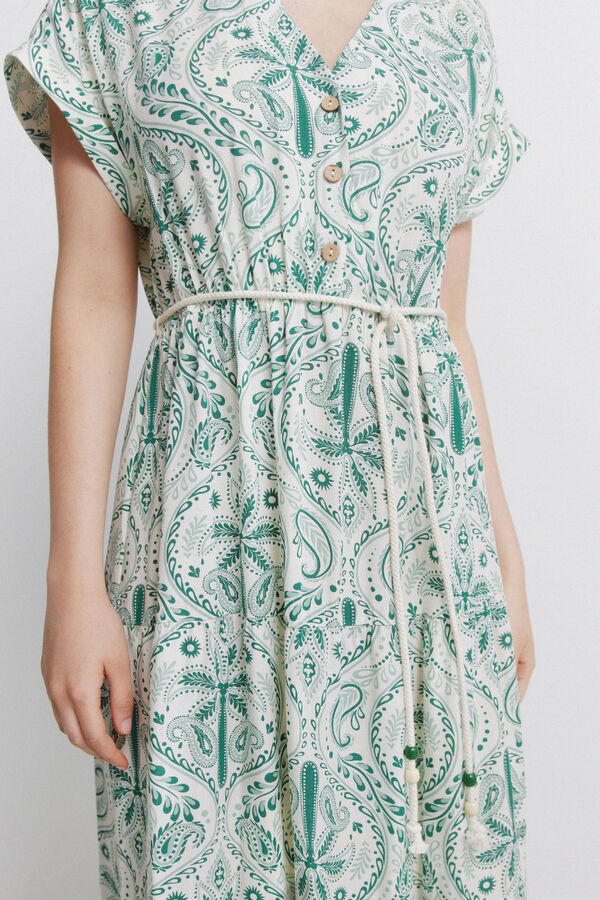 Springfield Paisley print midi dress printed