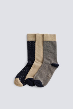 Springfield Beige long socks 3-pack brown