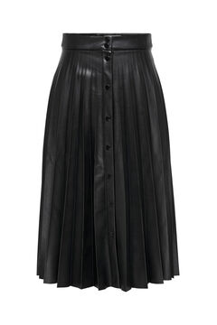 Springfield Pleated faux leather skirt black