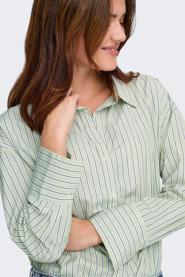 Only Striped long sleeve shirt green