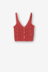 Springfield Cropped Top aus Strick rot