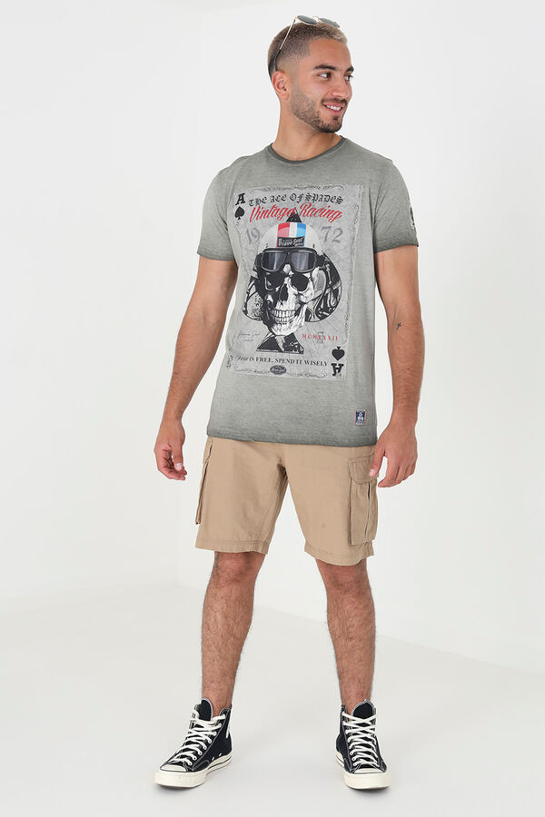 Springfield T-shirt caveira de manga curta cinza