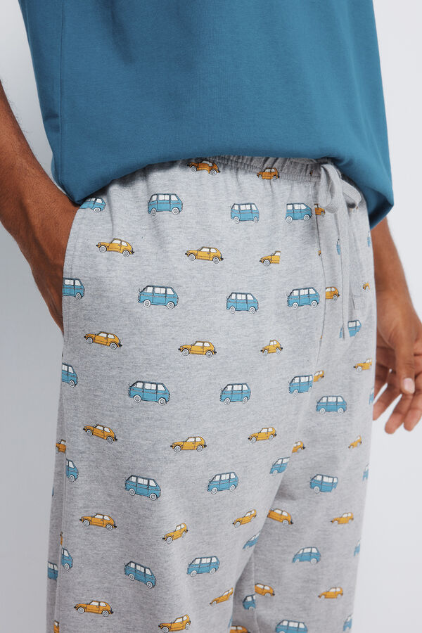 Springfield Long raglan sleeve long pyjamas with car trouser blue
