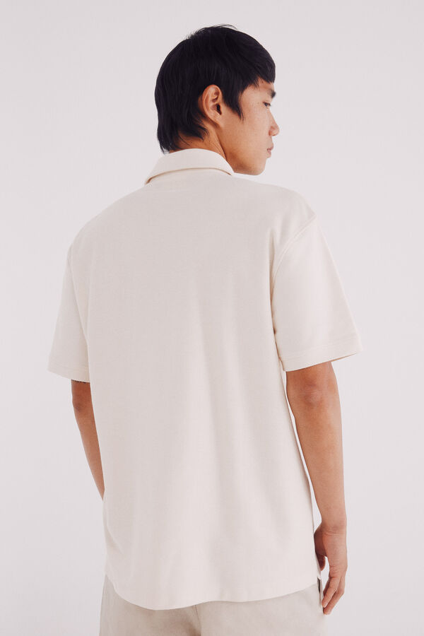 Springfield Regular fit twill structured polo shirt white