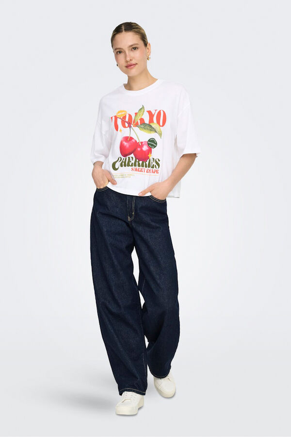 Only Camiseta dibujo frontal blanco