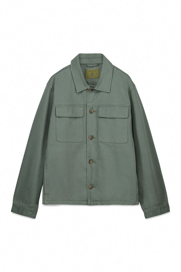 Springfield Cotton overshirt fit overshirt green
