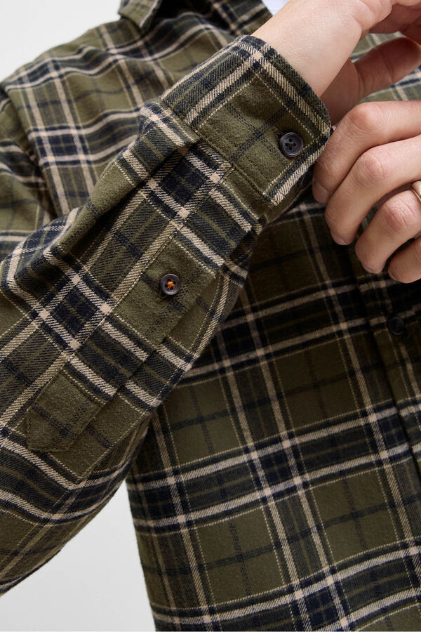 Jack & Jones PLUS Camisa b&aacute;sica cuadros verde