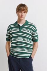 Springfield Striped link structure polo shirt green