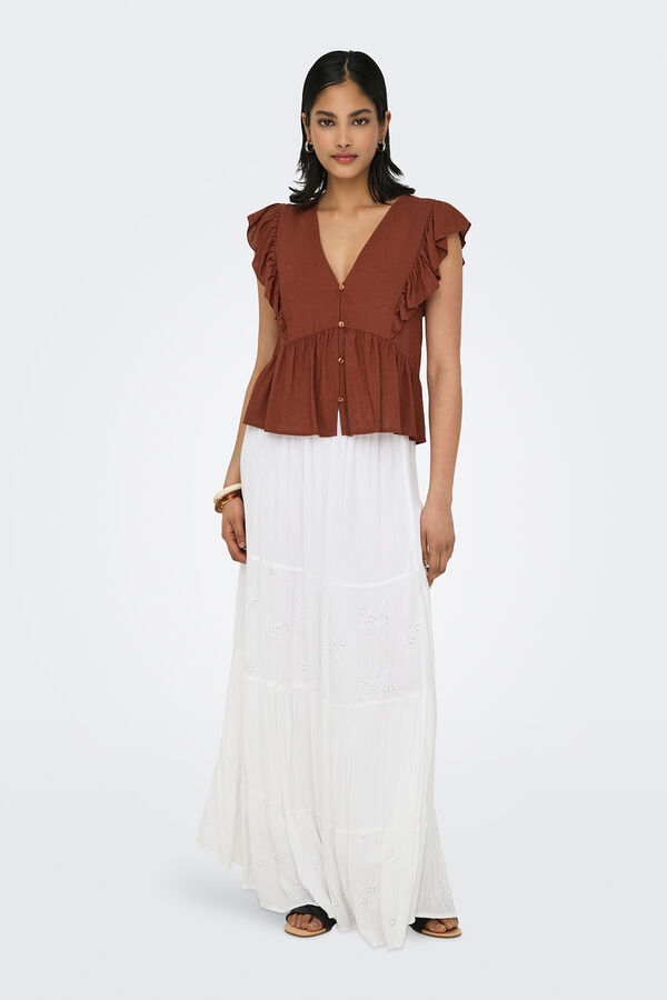 Only Blusa de linho com regular fit vermelho