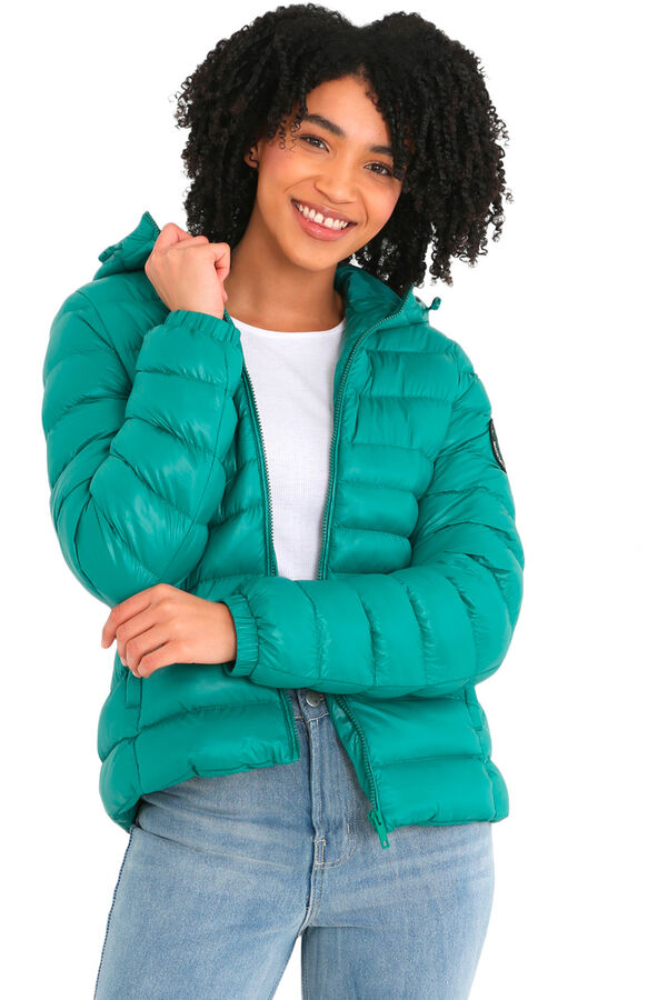 Springfield Quilted puffer jacket with hood tirkizna