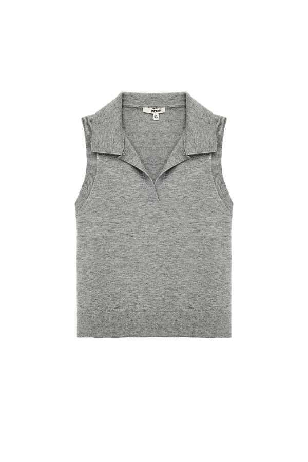 Koton Standard fit gilet with polo shirt neck grey
