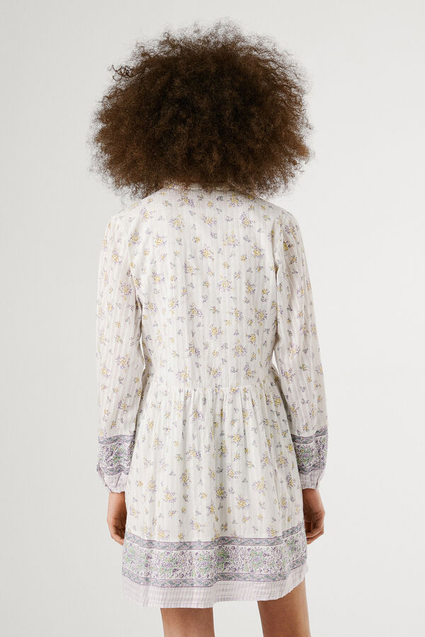 Pepe Jeans Vestido corto de manga larga con estampado floral. amarillo