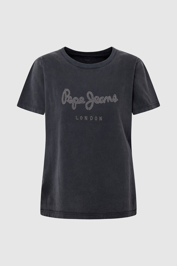 Springfield Cotton T-shirt with diamante logo noir