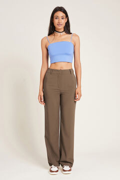 Springfield High-waisted roomy straight-cut trousers brown