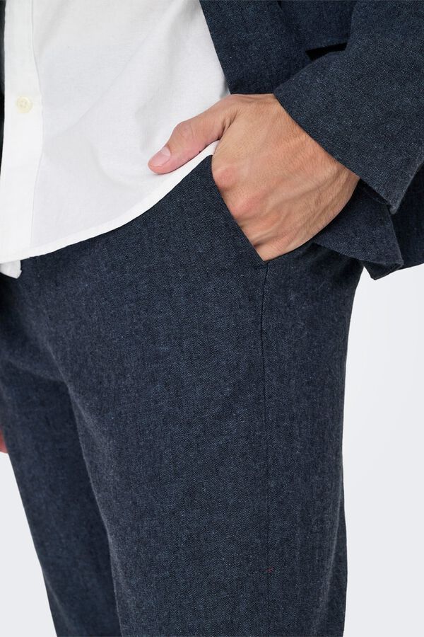 Only & Sons Linen tailored trousers blue