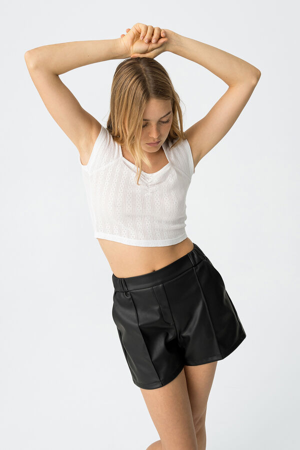 Tiffosi Young Shorts de pele sint&eacute;tico preto