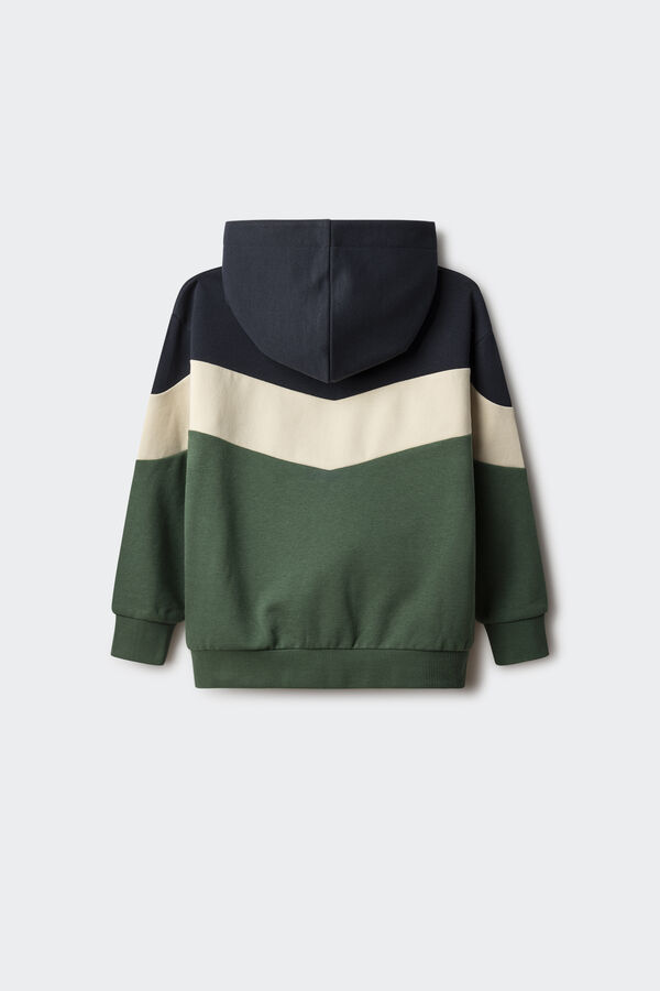 Springfield Sudadera abierta color block niño estampado verde