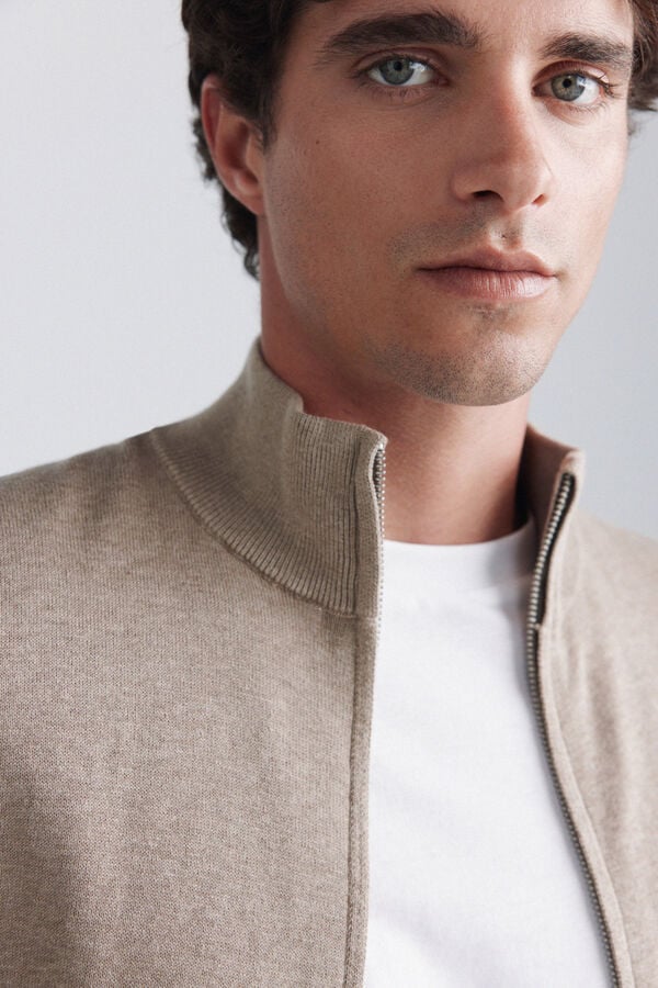Springfield Basic zip fastening cardigan grey