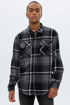 Springfield Checked flannel overshirt black