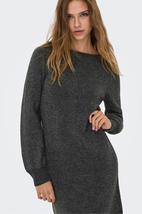 JDY Vestido corto punto lurex gris